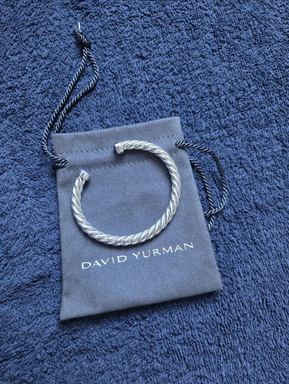 David Yurman Cable Cuff BraceletSterling Silver with Lapis 6mm